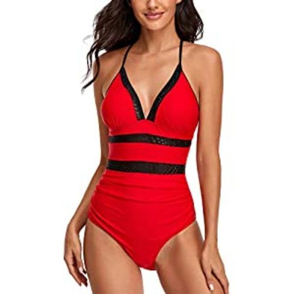 Womens Tummy Control Monok Swimsuit Mesh - Picture 1 of 4